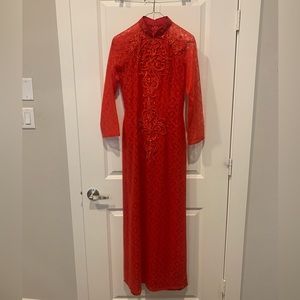 Red Vietnamese Ao Dai Dress